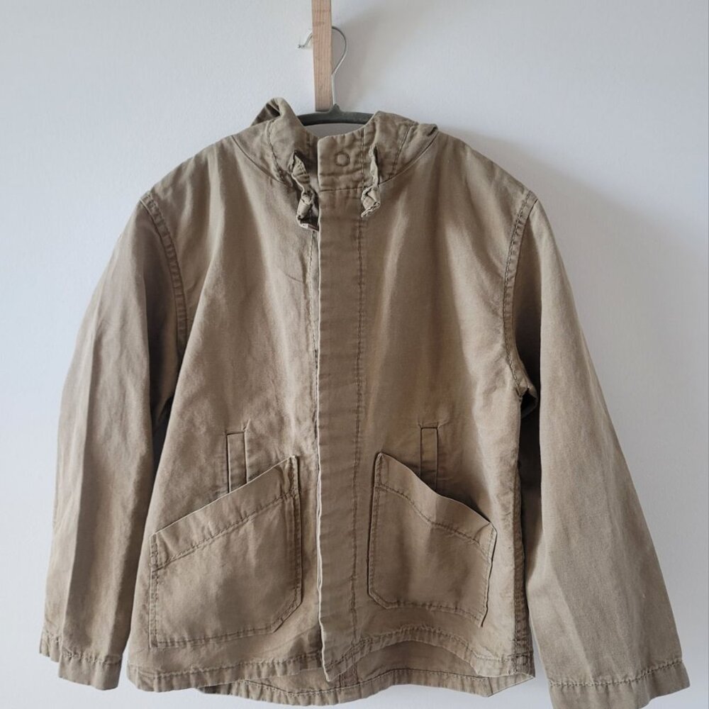 Tan Workwear Jacket Loose Style by Homespun, Medium Petite